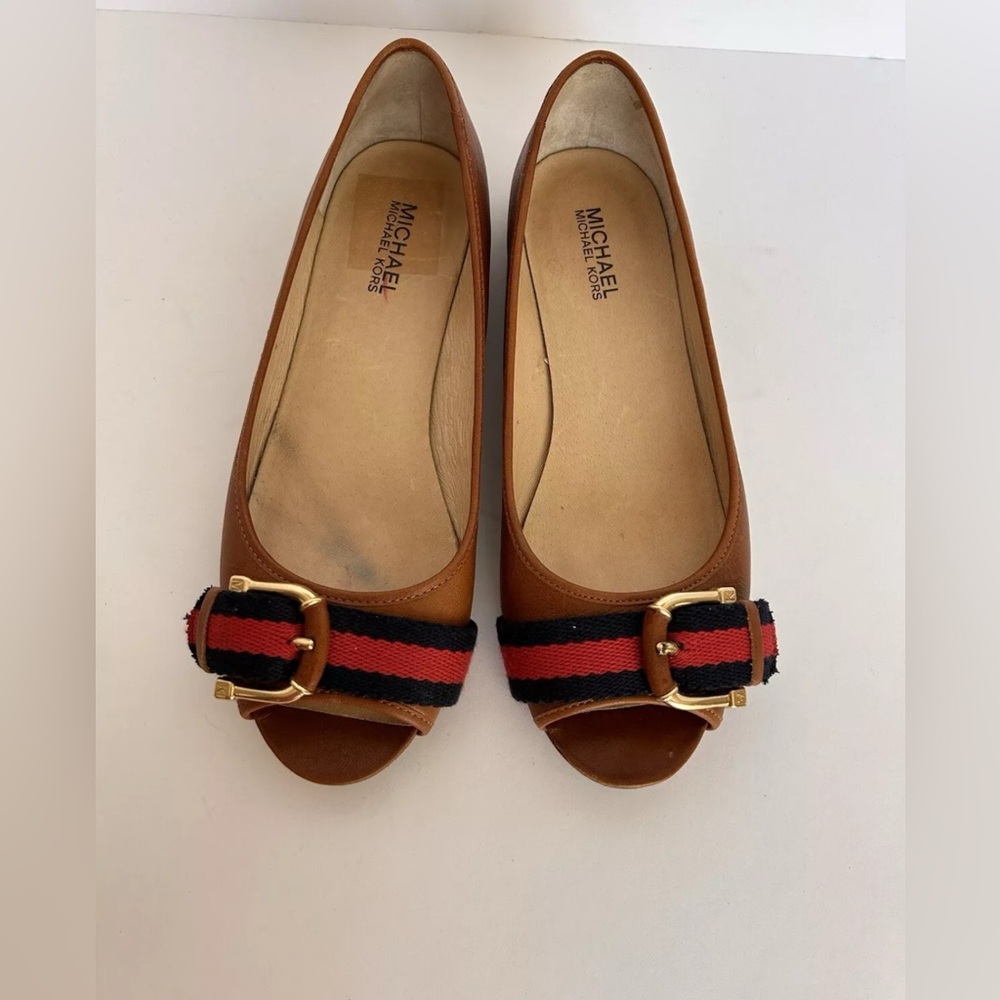 Michael Kors Seaport Peep Toe Brown Flats  Size 8